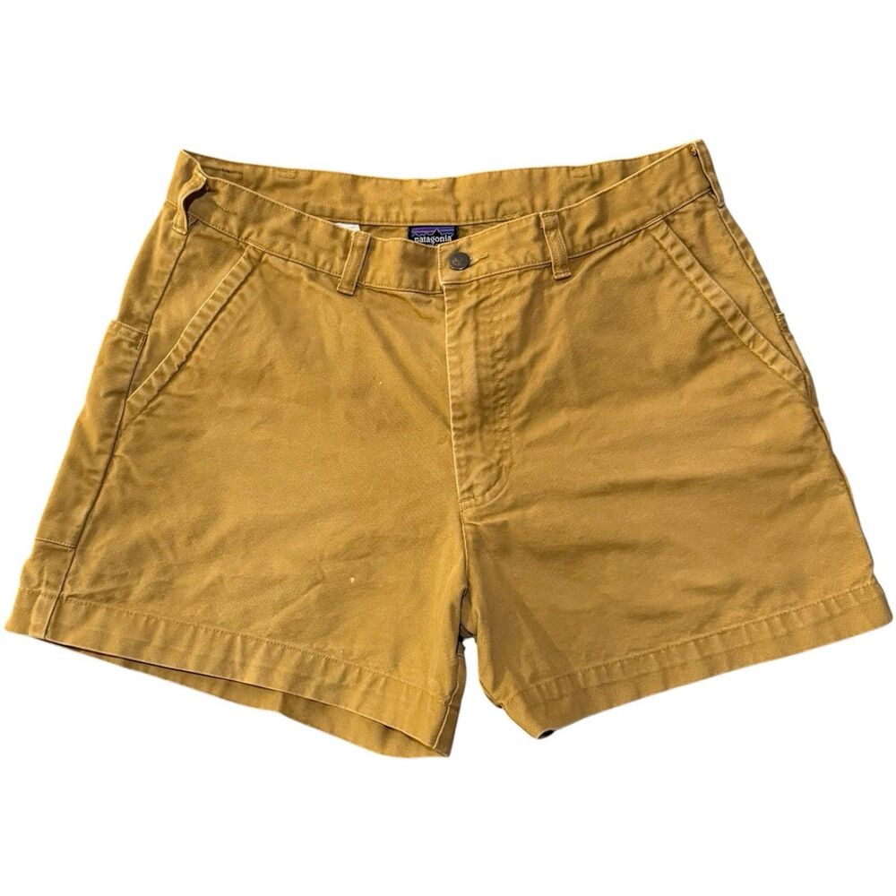 Patagonia Stand‑Up Shorts Mens 35 Organic Cotton Mustard Olive 4.5” Inseam Denim